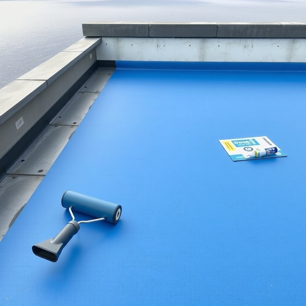 A photorealistic photo of a roof application with blue Izolevi XPS Levha boards being inst