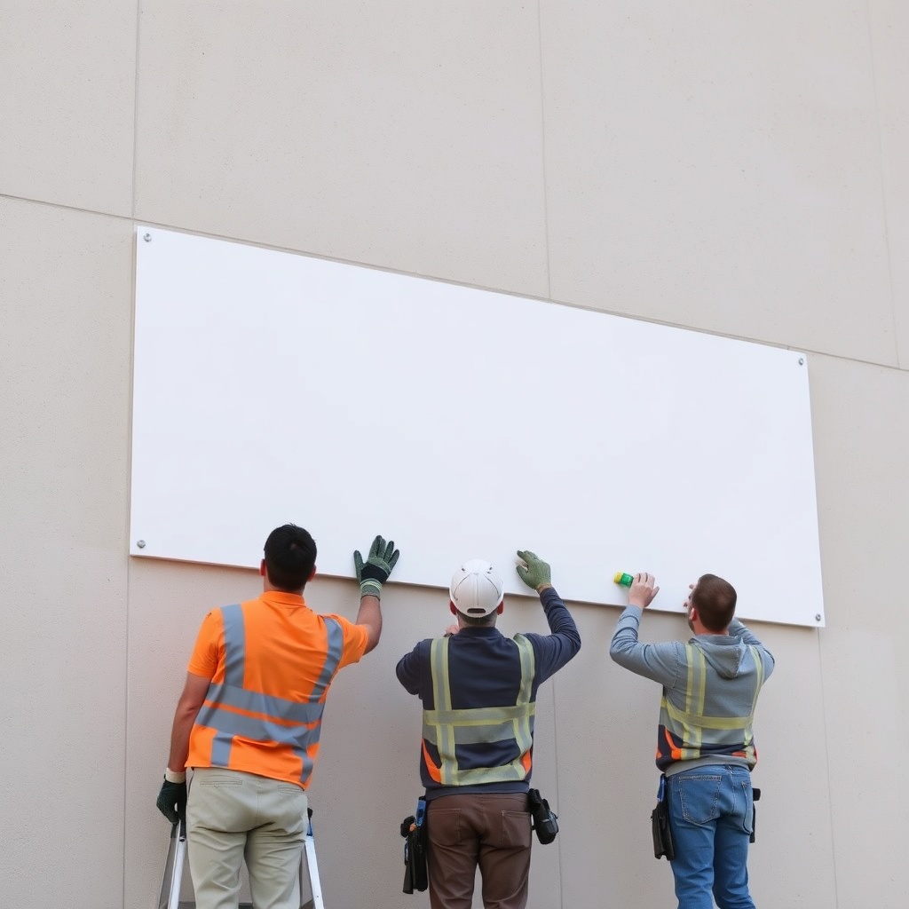 <clean photorealistic photo of Izolevi XPS Levha sheets being installed on an exterior wal