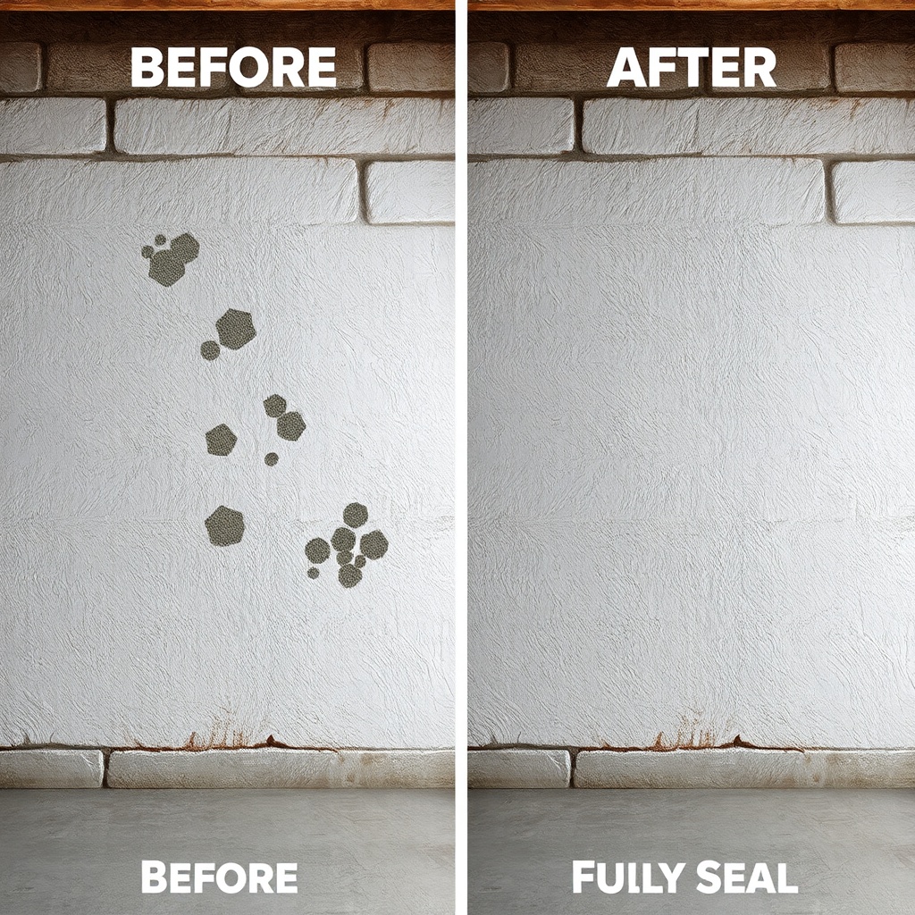 A before-and-after comparison of a basement wall with Izolevi XPS Levha application; left